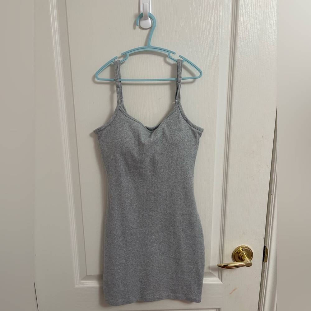 Babaton Light Gray Ribbed Dress